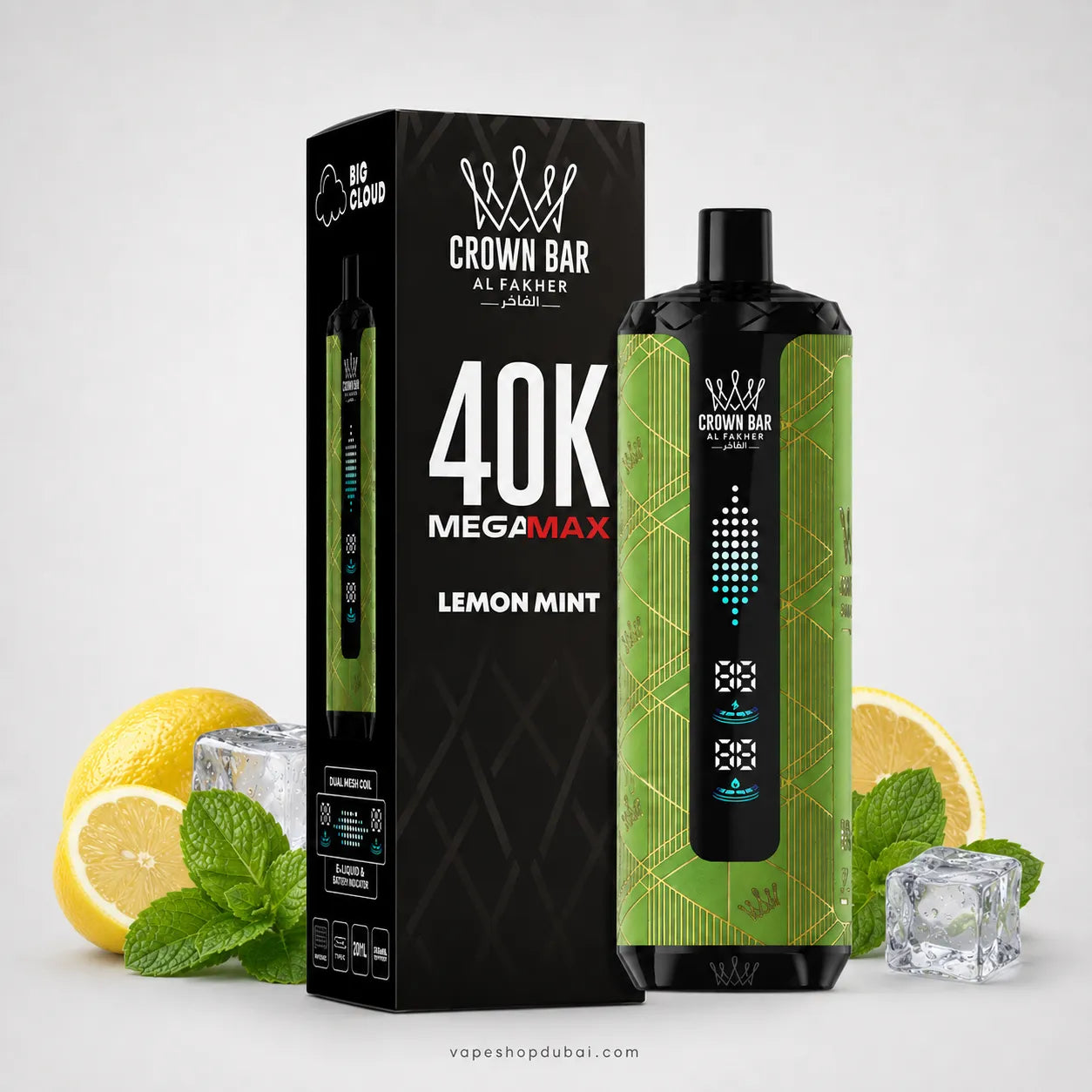 Crown Bar Al Farmer 40K Megamax disposable vape device 