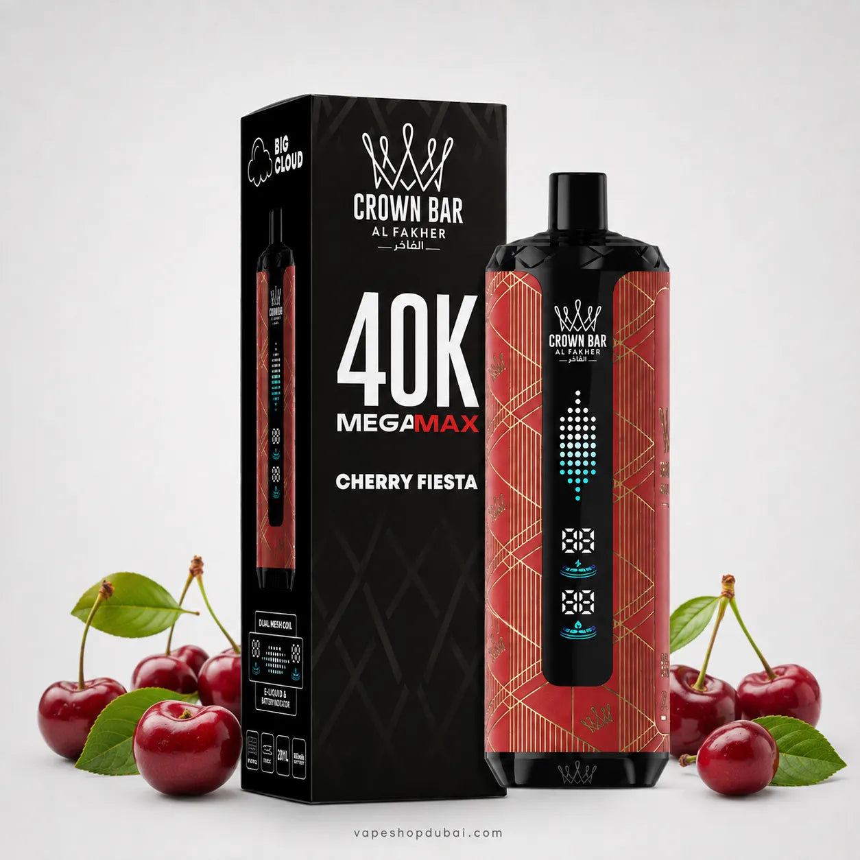 Crown Bar Al Hammer 40K MEGA MAX vape device Cherry Fiesta  