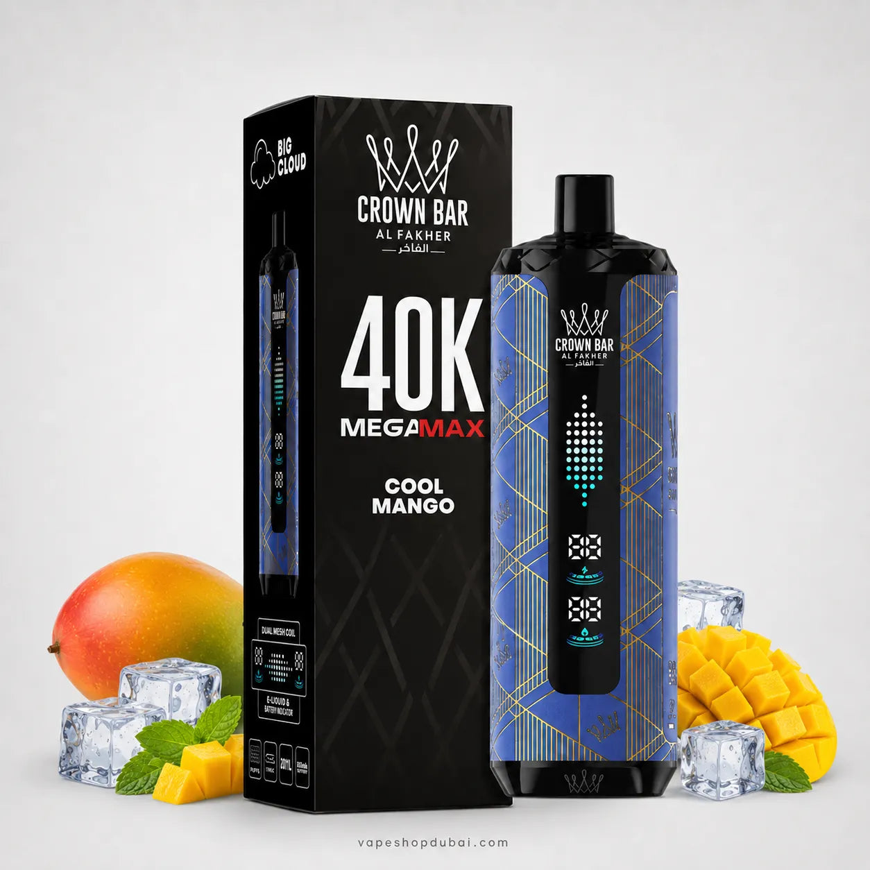 Crown Bar Al Hammer 40K Megamax vape device Grape cool mango