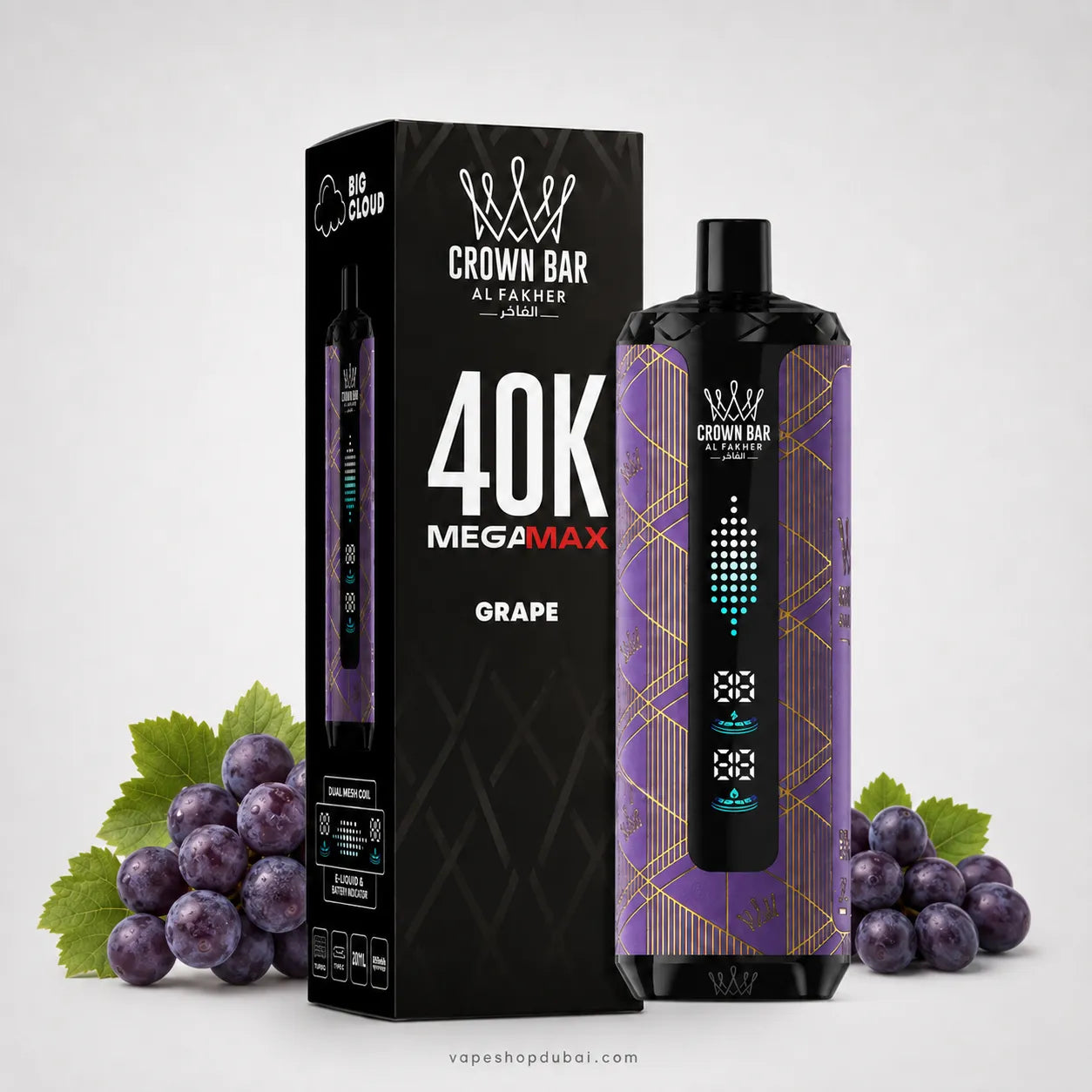 Crown Bar Al Hanmer 40K Megamax vape device  Grape flavor