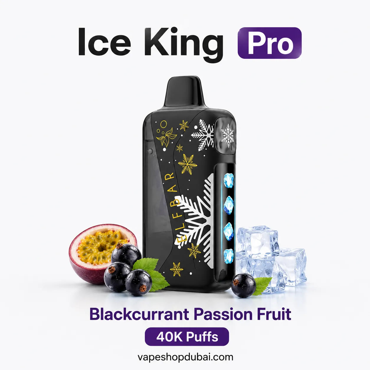 Elfbar Ice King Pro blackcurrant passion fruit disposable vape device