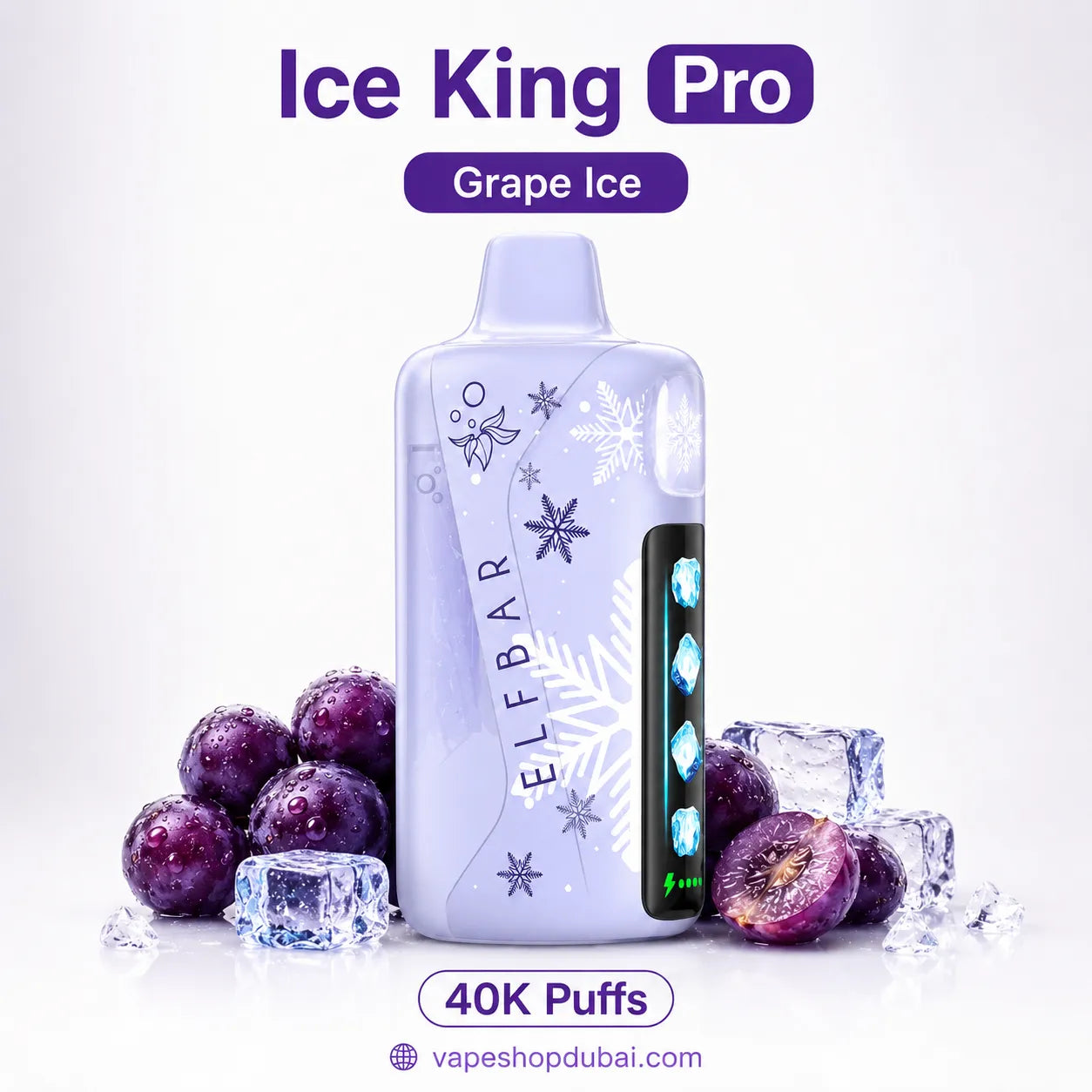 Elfbar Ice King Pro grape ice disposable vape device