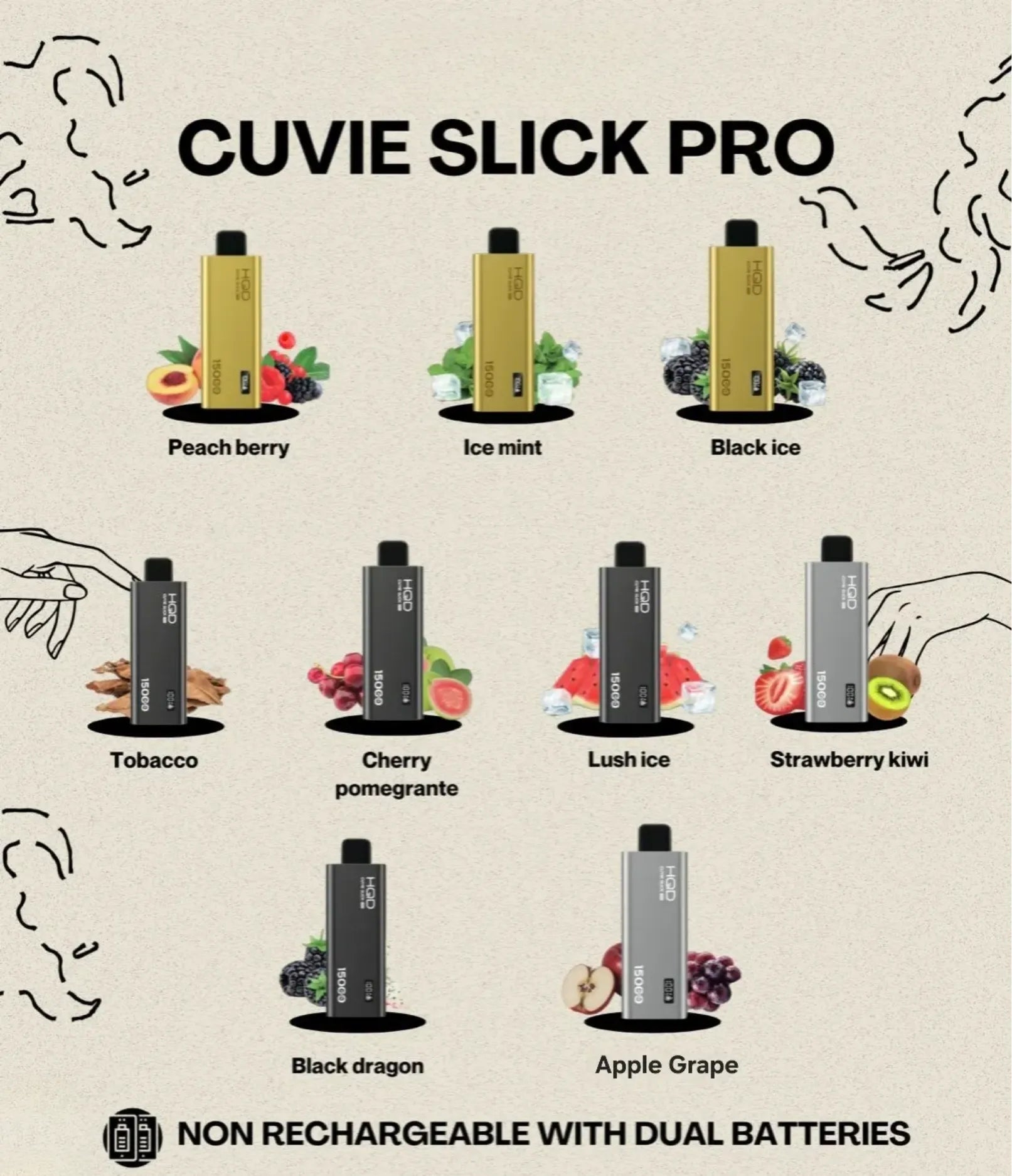 HQD Cuvie Slick Pro 15000 Puffs