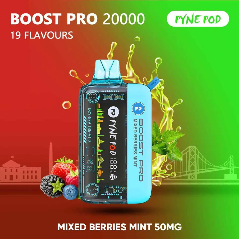 PYNE POD Boost Pro 20000 Puffs Disposable Vape 5% Nicotine in Dubai