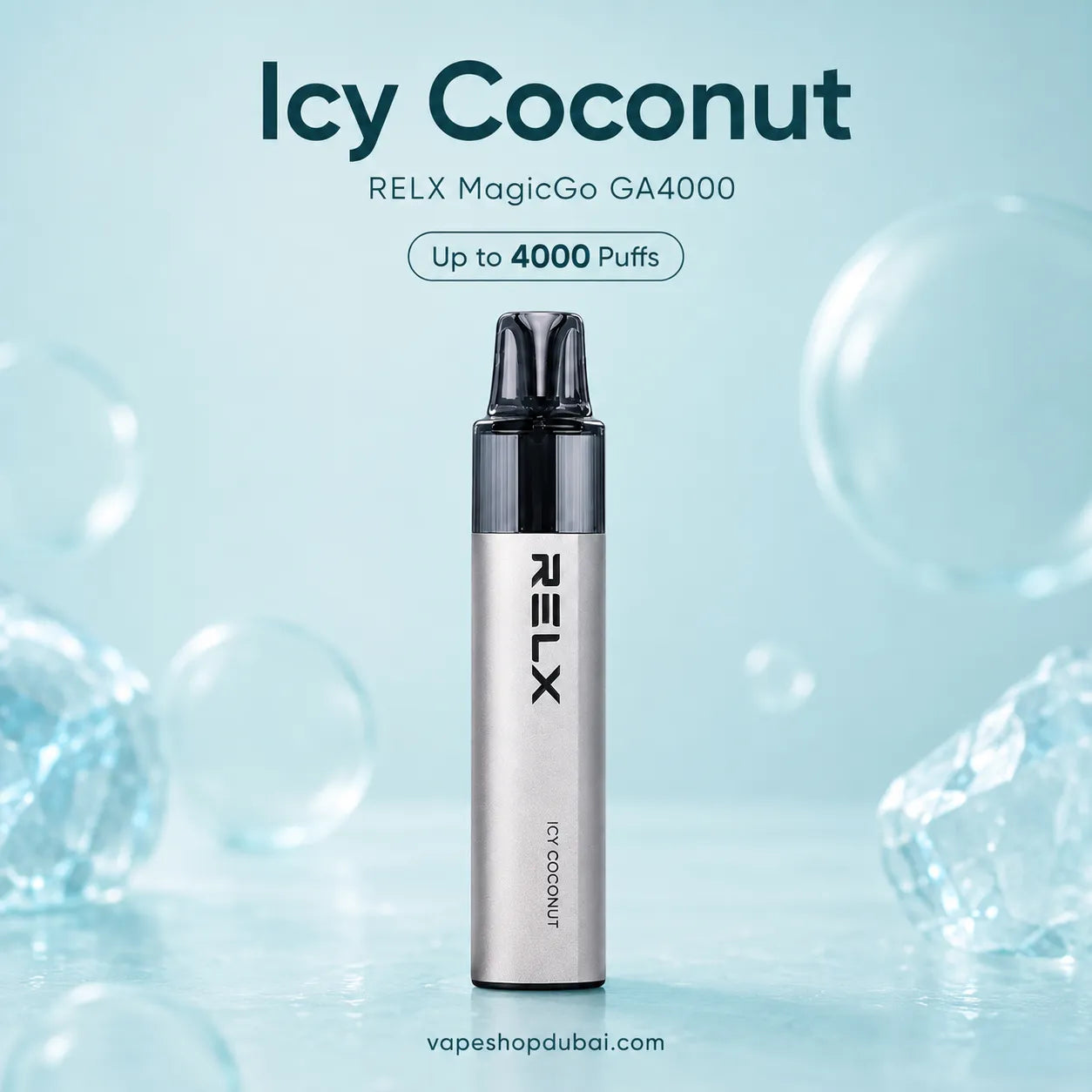 RELX MagicGo GA4000 disposable vape device icy coconut