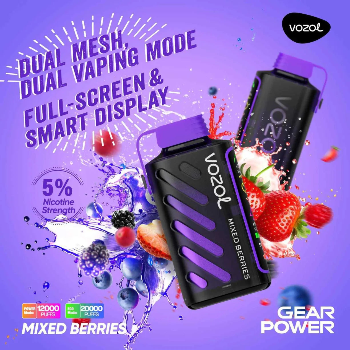 Vozol Gear Power 20000 Puffs Dual Mode Disposable Vape in UAE
