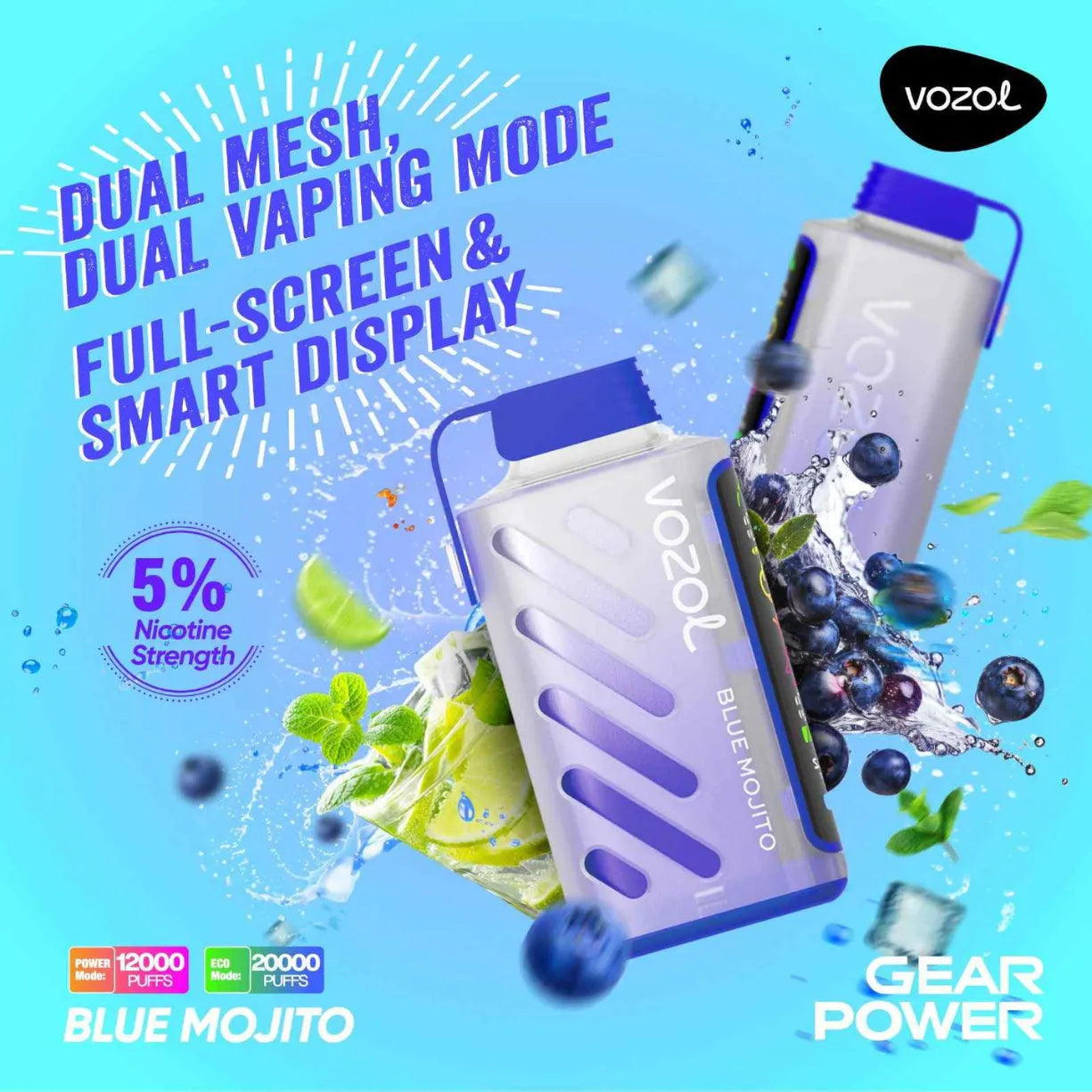 Vozol Gear Power 20000 Puffs Dual Mode Disposable Vape in UAE