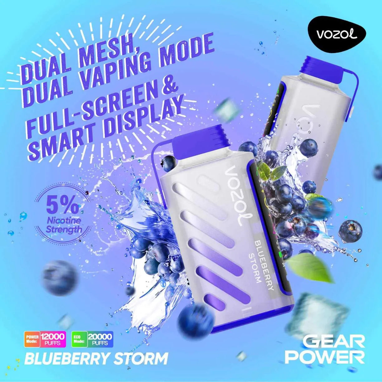 Vozol Gear Power 20000 Puffs Dual Mode Disposable Vape in UAE