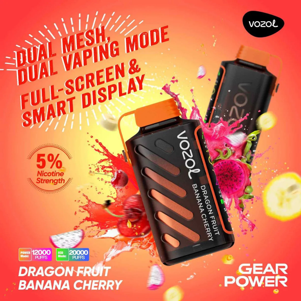 Vozol Gear Power 20000 Puffs Dual Mode Disposable Vape in UAE