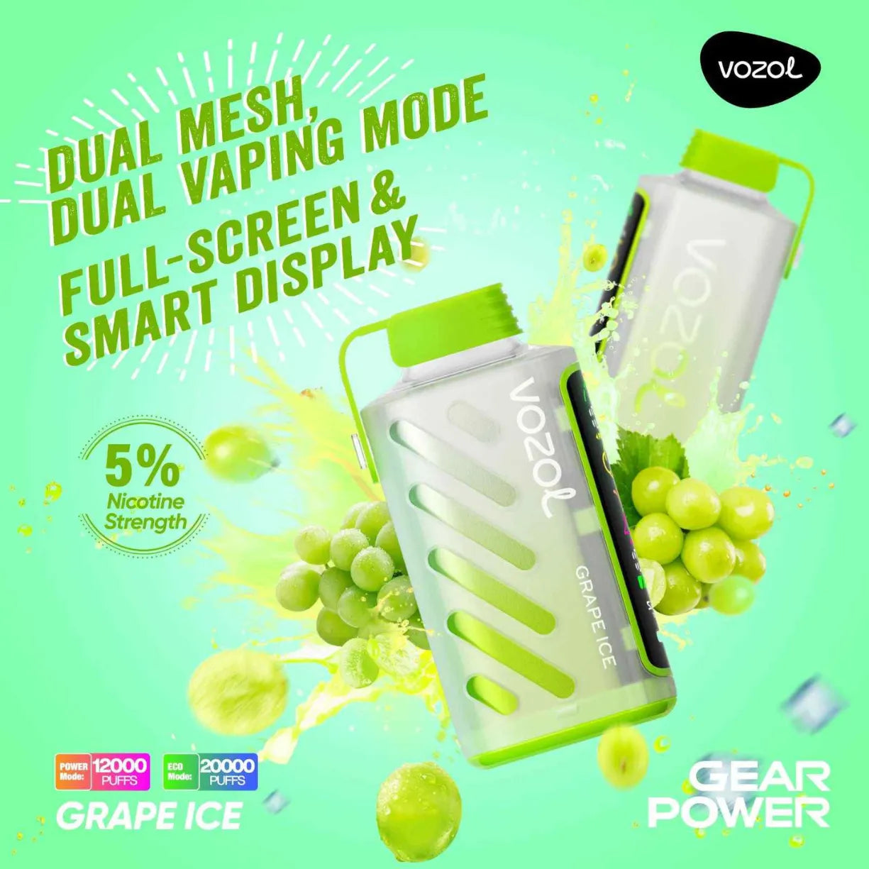 Vozol Gear Power 20000 Puffs Dual Mode Disposable Vape in UAE