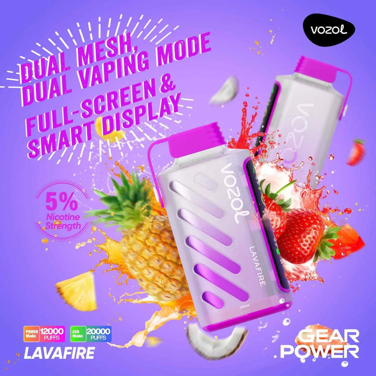 Vozol Gear Power 20000 Puffs Dual Mode Disposable Vape in UAE