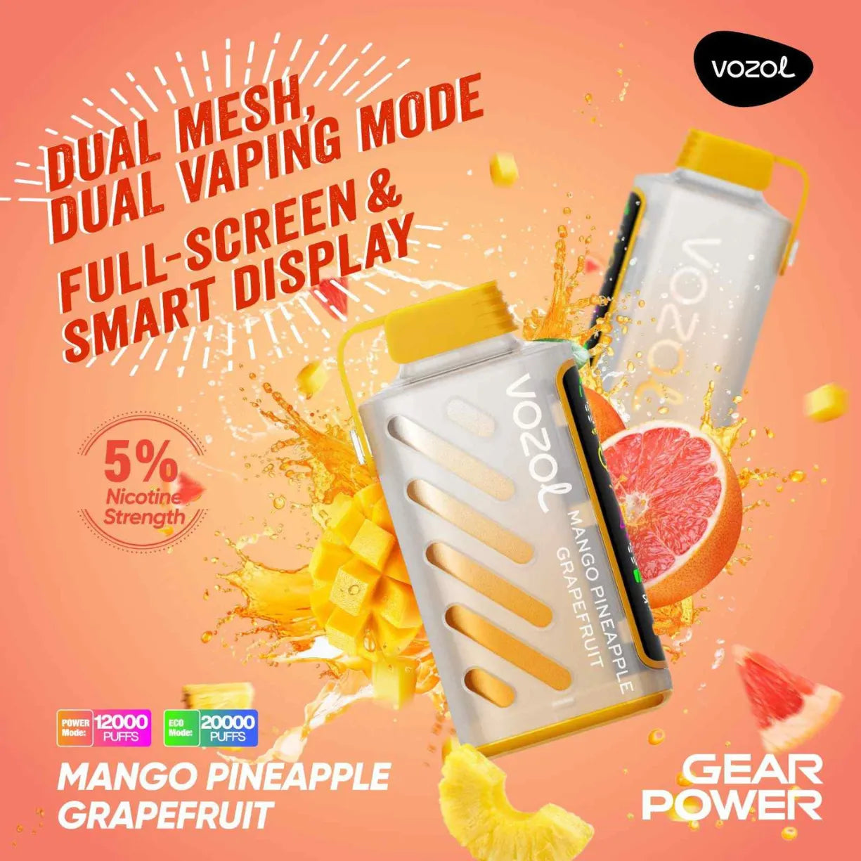 Vozol Gear Power 20000 Puffs Dual Mode Disposable Vape in UAE