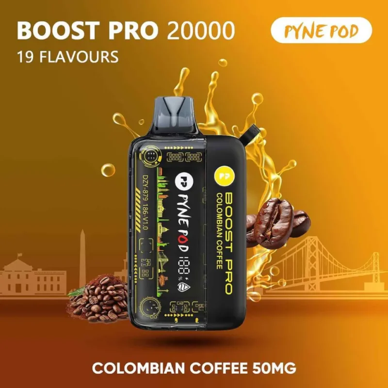 Colombian Coffee - Pyne pod Boost Pro 20000 Puffs 50MG Disposable Vape in Dubai, UAE