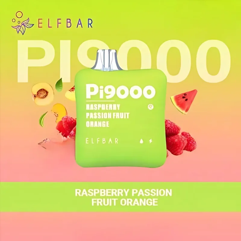 Elf Bar Pi9000 Puffs Disposable Vape 50mg in Dubai, UAE - Raspberry Passion Fruit Orange