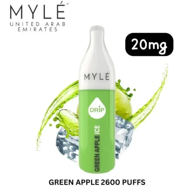 Myle Drip 2600 Puffs Disposable Vape 20mg in Dubai, UAE - Green Apple
