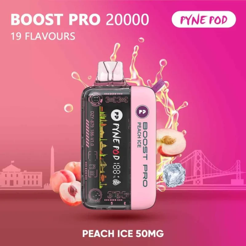 Peach Ice - Pyne pod Boost Pro 20000 Puffs 50MG Disposable Vape in Dubai, UAE