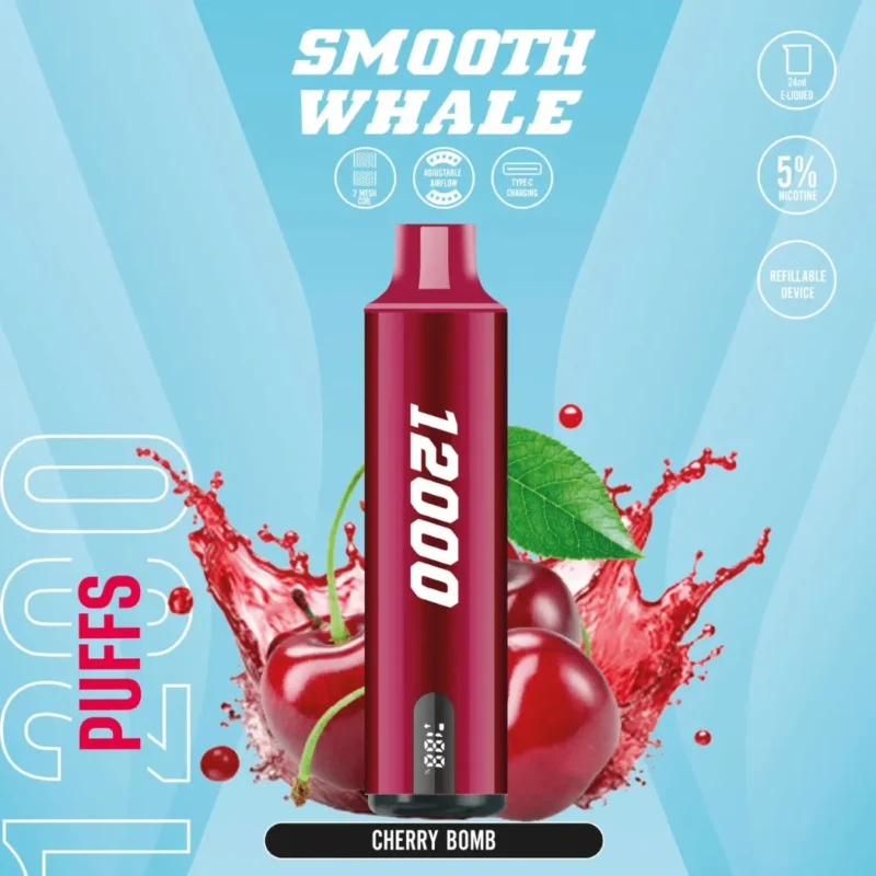 SMOOTH Whale 12000 Puffs Disposable Vape 2% & 5% in Dubai, UAE- Cherry Bomb