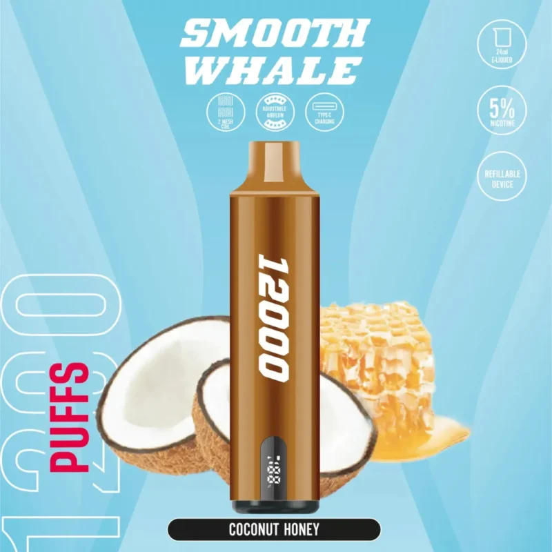 SMOOTH Whale 12000 Puffs Disposable Vape 2% & 5% in Dubai, UAE - Coconut Honey