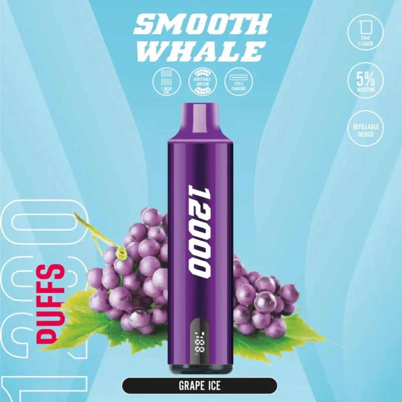 SMOOTH Whale 12000 Puffs Disposable Vape 2% & 5% in Dubai, UAE - Grape Ice