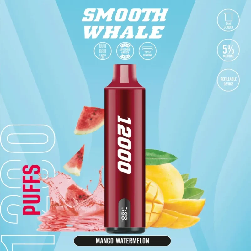 SMOOTH Whale 12000 Puffs Disposable Vape 2% & 5% in Dubai, UAE - Mango Watermelon