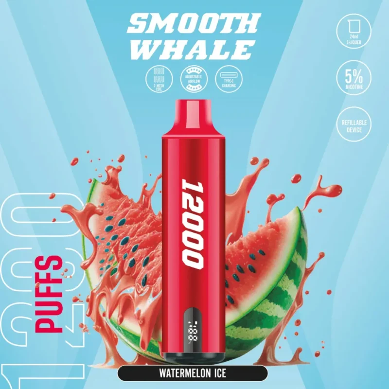 SMOOTH Whale 12000 Puffs Disposable Vape 2% & 5% in Dubai, UAE - Watermelon Ice
