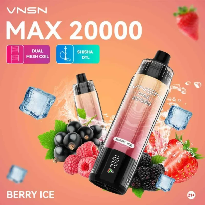 VNSN Max Shisha 20000 Puffs Disposable Vape 50mg in Dubai, UAE - Berry ice
