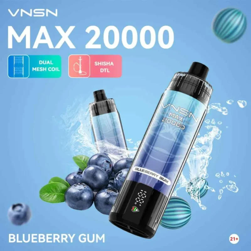 VNSN Max Shisha 20000 Puffs Disposable Vape 50mg in Dubai, UAE - Blueberry Gum