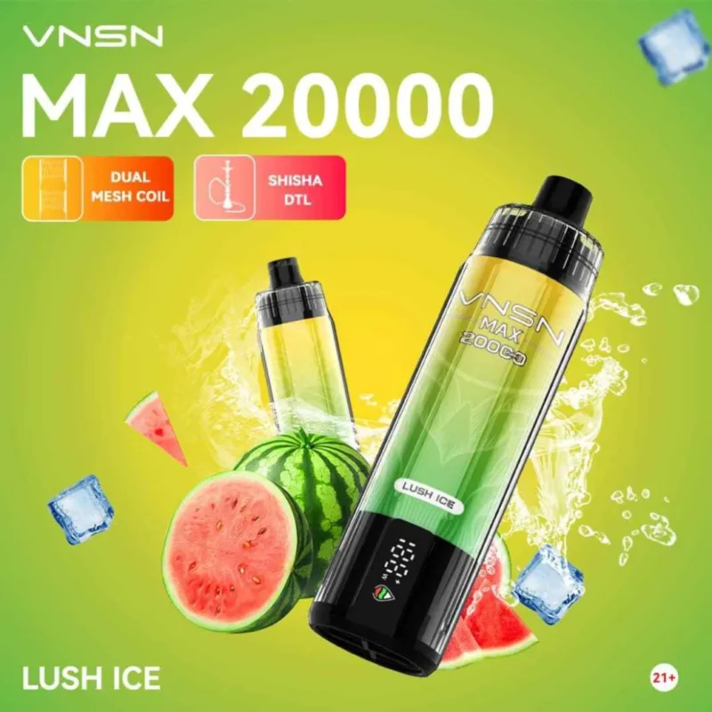 VNSN Max Shisha 20000 Puffs Disposable Vape 50mg in Dubai, UAE - Lush ice