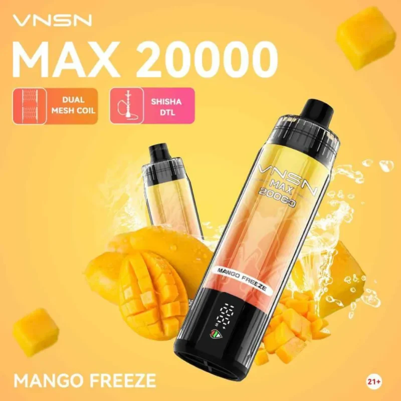VNSN Max Shisha 20000 Puffs Disposable Vape 50mg in Dubai, UAE - Mango Freeze