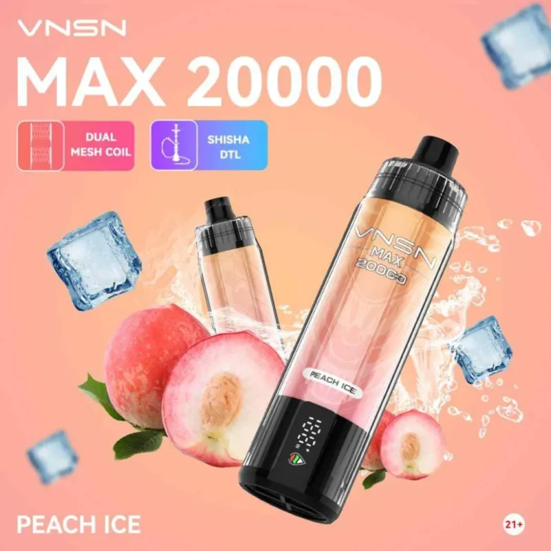 VNSN Max Shisha 20000 Puffs Disposable Vape 50mg in Dubai, UAE - Peach ice