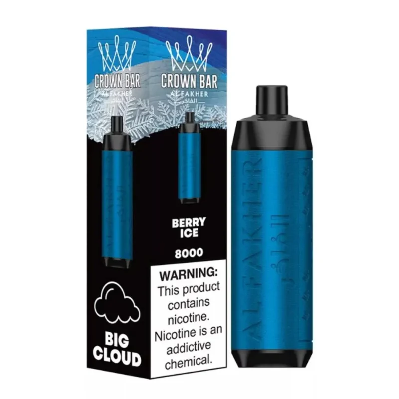 Crown Bar Al Fakher 8000 Puffs 50mg Disposable Vape in Dubai, UAE - Berry Ice