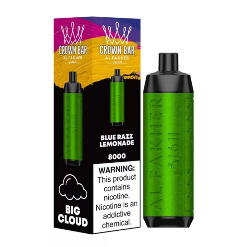 Crown Bar Al Fakher 8000 Puffs 50mg Disposable Vape in Dubai, UAE - Blue Razz Lemonade