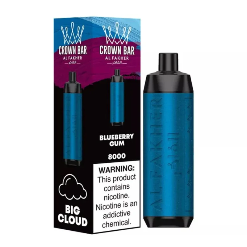Crown Bar Al Fakher 8000 Puffs 50mg Disposable Vape in Dubai, UAE- Blueberry Gum