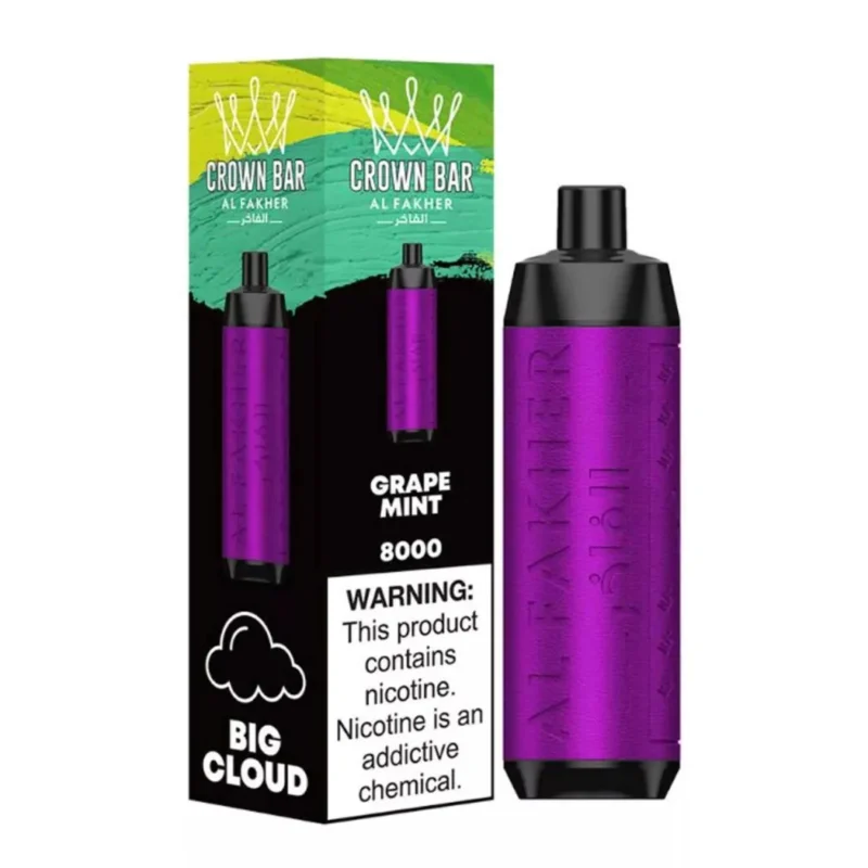 Crown Bar Al Fakher 8000 Puffs 50mg Disposable Vape in Dubai, UAE - Grape Mint