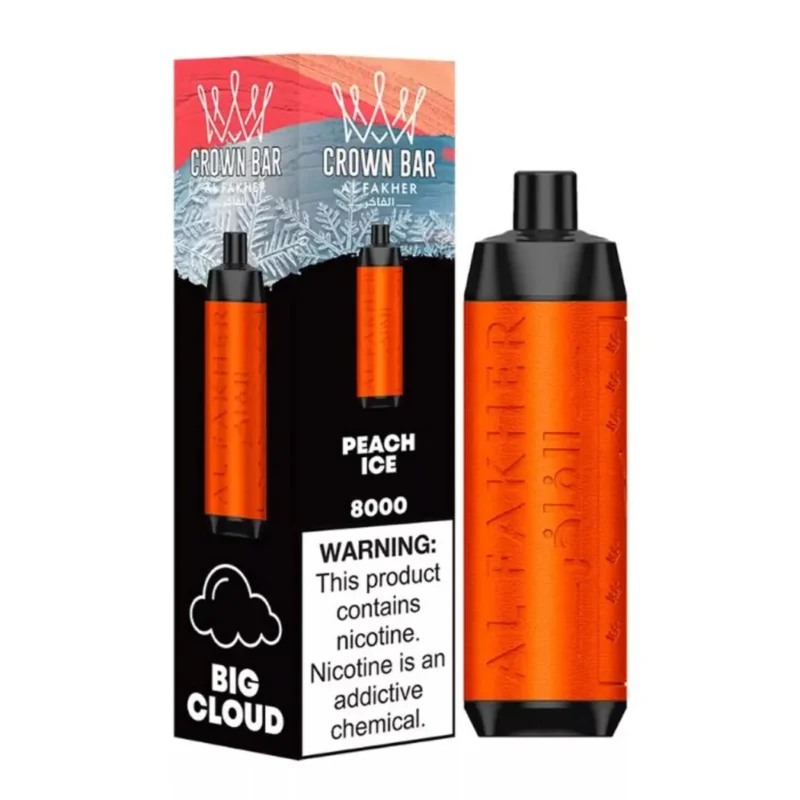 Crown Bar Al Fakher 8000 Puffs 50mg Disposable Vape in Dubai, UAE- Peach Ice