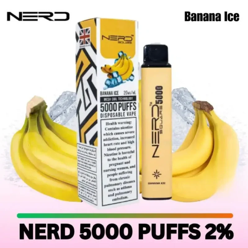 Nerd Square 5000 Puffs Disposable Vape 20mg in Dubai, UAE - Banana Ice