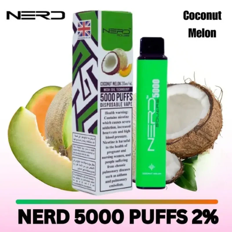 Nerd Square 5000 Puffs Disposable Vape 20mg in Dubai, UAE - Coconut Melon