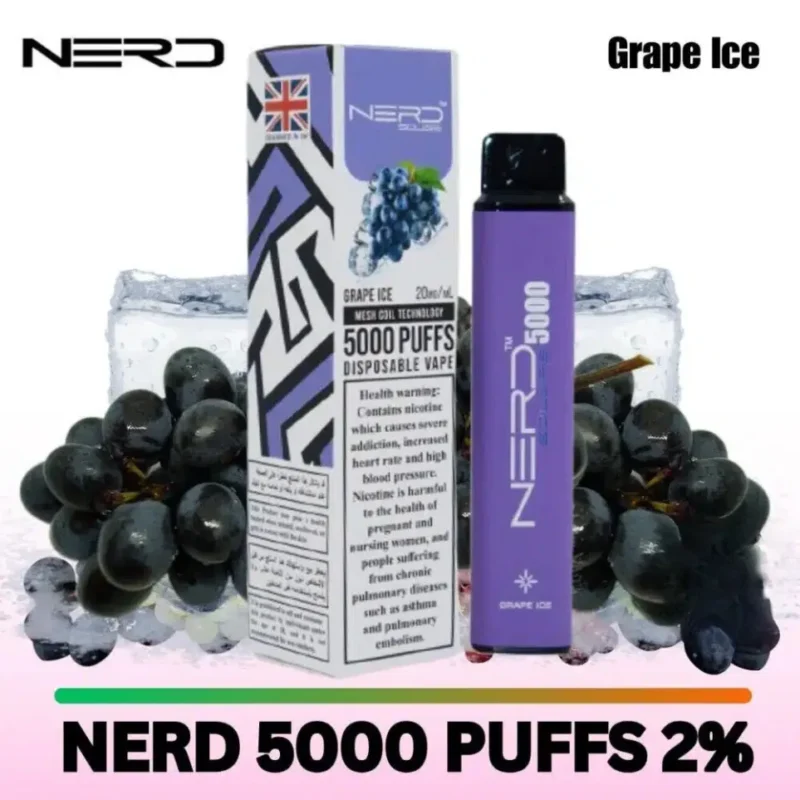 Nerd Square 5000 Puffs Disposable Vape 20mg in Dubai, UAE - Grape Ice