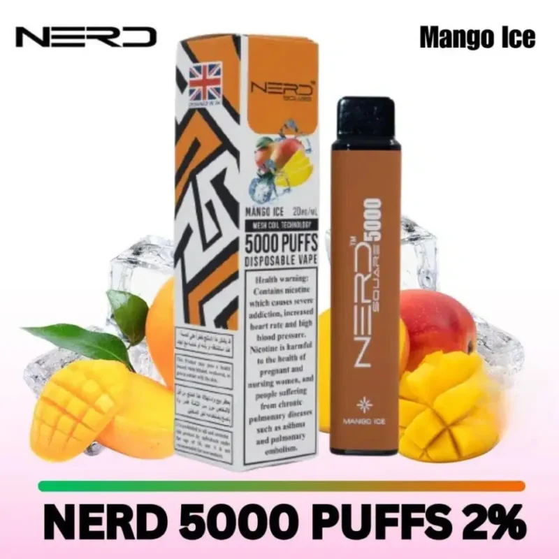 Nerd Square 5000 Puffs Disposable Vape 20mg in Dubai, UAE - Mango Ice