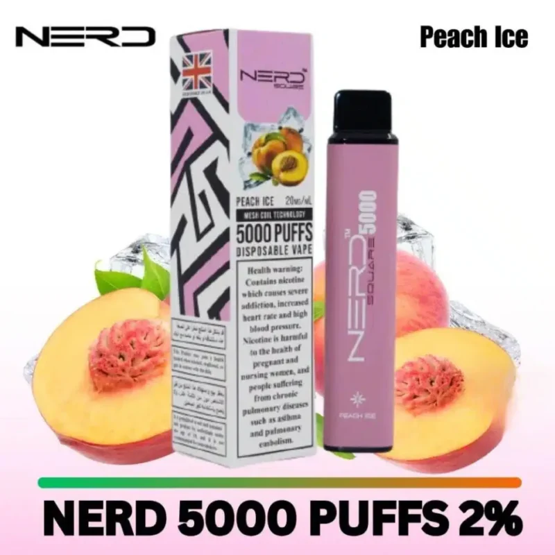 Nerd Square 5000 Puffs Disposable Vape 20mg in Dubai, UAE - Peach Ice