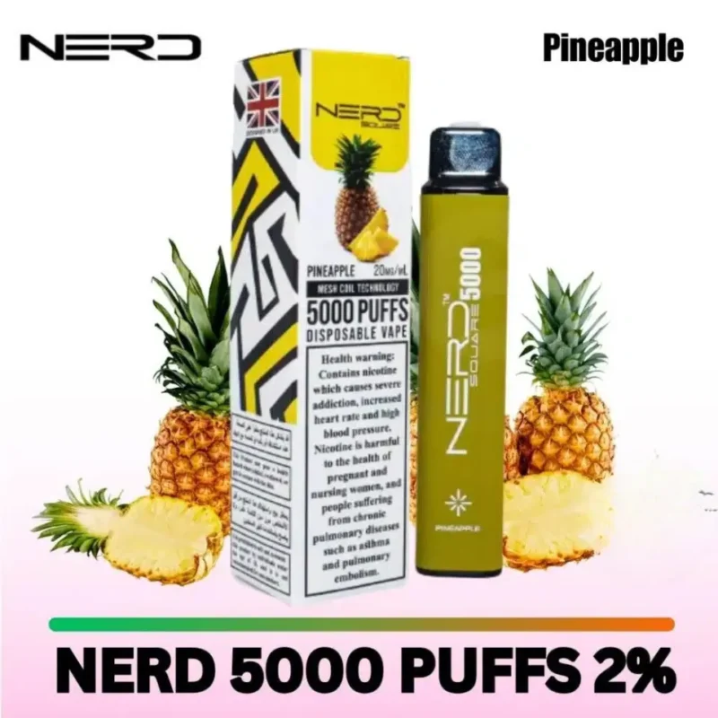 Nerd Square 5000 Puffs Disposable Vape 20mg in Dubai, UAE - Pineapple