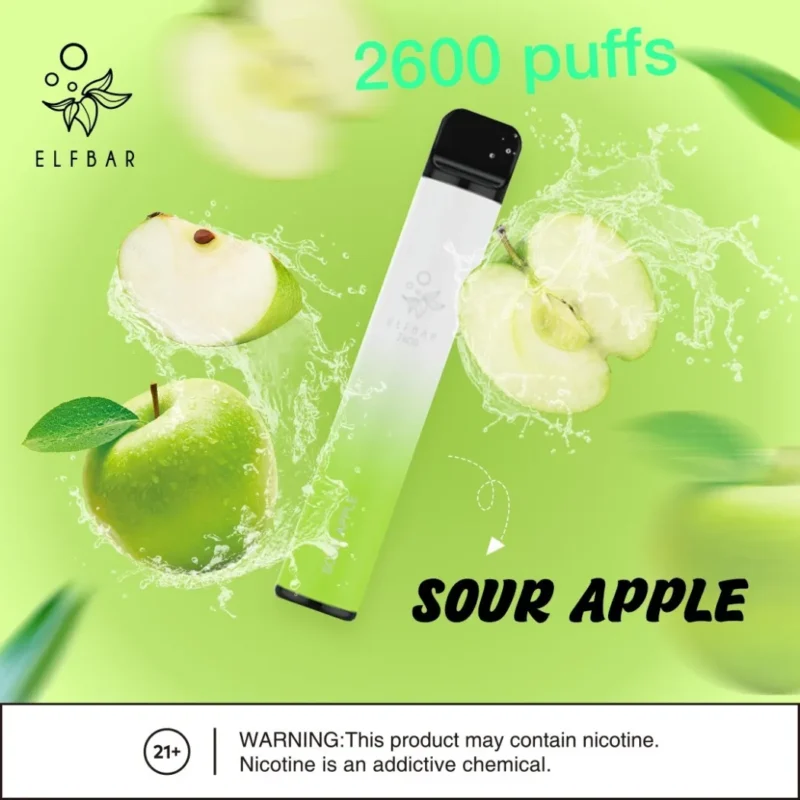 Sour Apple - Elf Bar 2600 Puffs 20mg Disposable Vape in Dubai, UAE