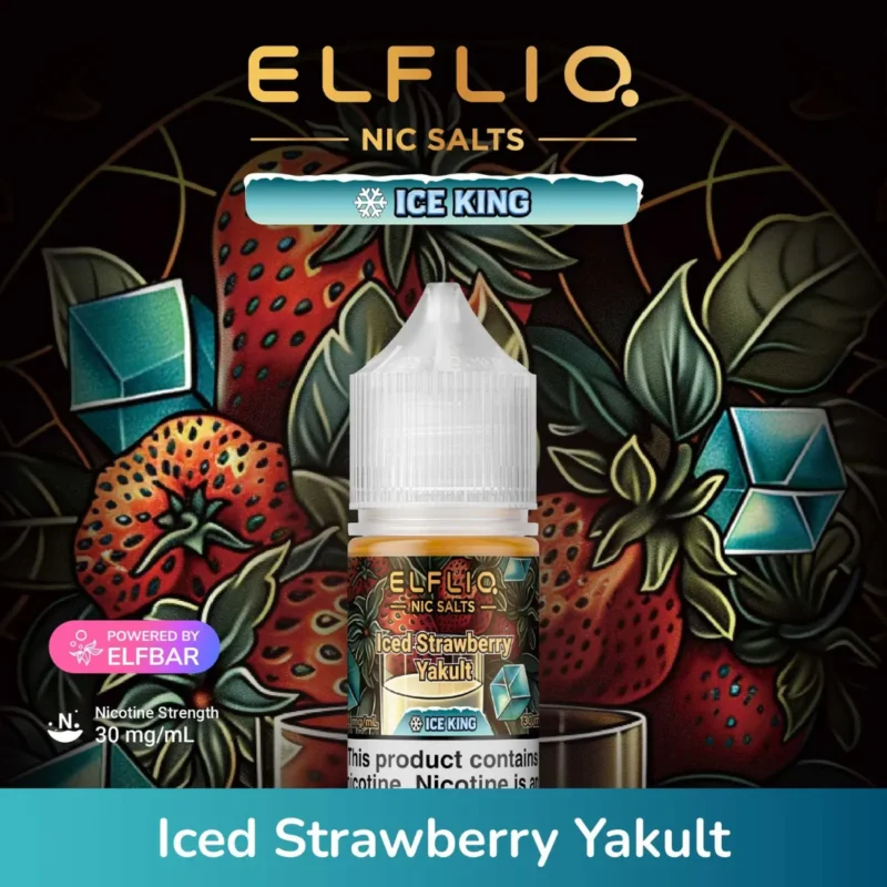 Iced Strawberry Yakult - Elfliq Salt Nicotine 30ml Ice King by Elfbar in Dubai, UAE