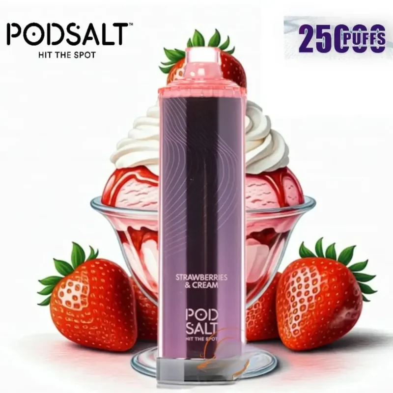 Strawberries & Cream - Pod Salt Onyx Cloud 25000 Puffs Disposable Vape in Dubai, UAE